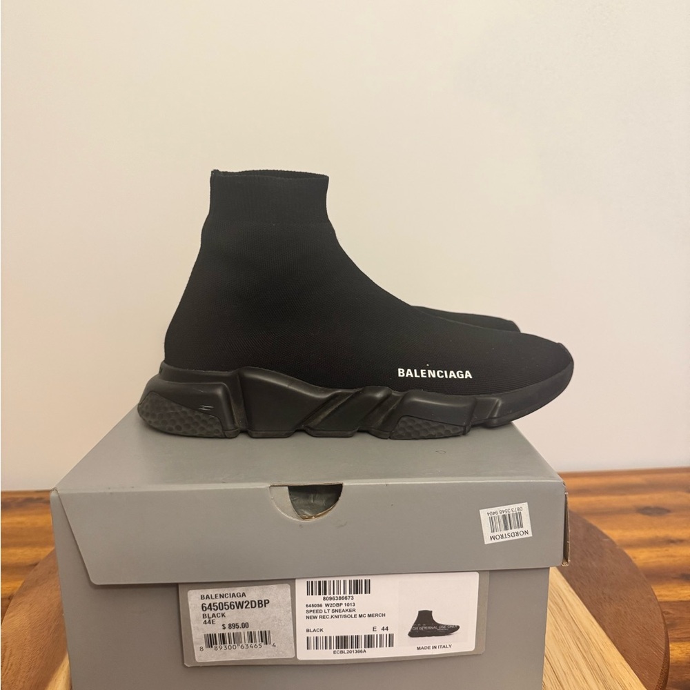 Balenciaga Men's Black Knit Sneakers